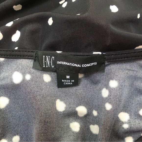 INC faux wrap black and white blouse woman’s size M - Picture 7 of 7